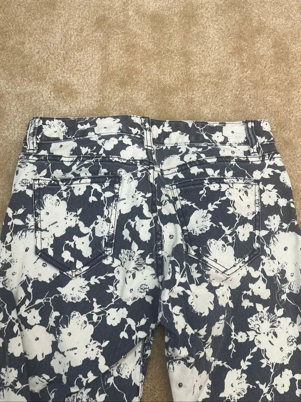Tory Burch Floral Print Skinny Jeans Women’s Size 26 Blue White Cotton